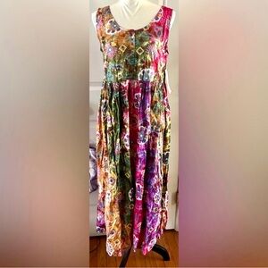 NWT SITA Vintage Tie Dye Bohemian Sleeveless Dress Medium Batik OOAK Hippie